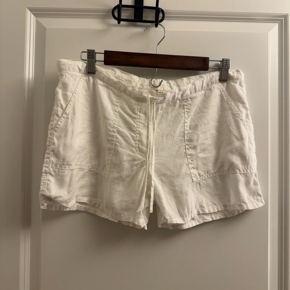 Linen Drawstring Shorts Women's White 100% Linen Shorts Small Chino